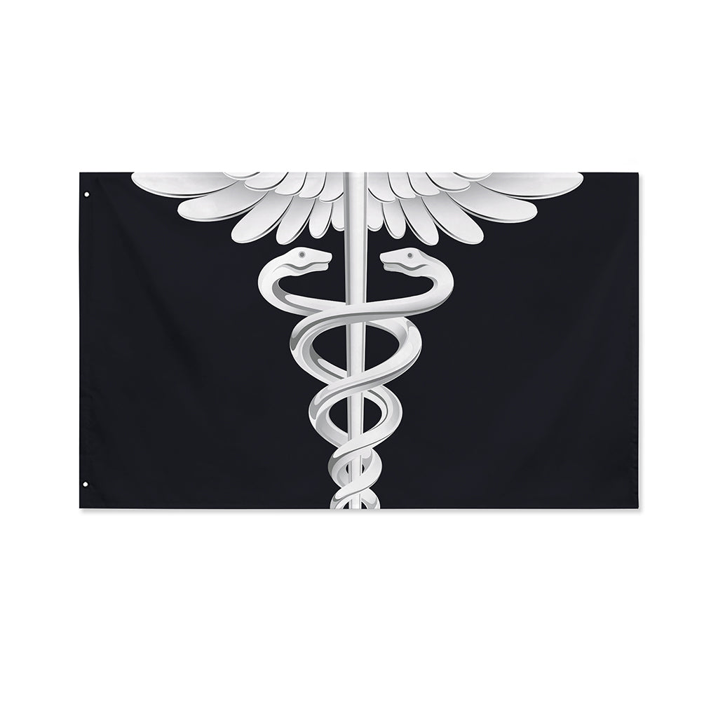 Caduceus Symbol Of Medicine Print Polyester Flag