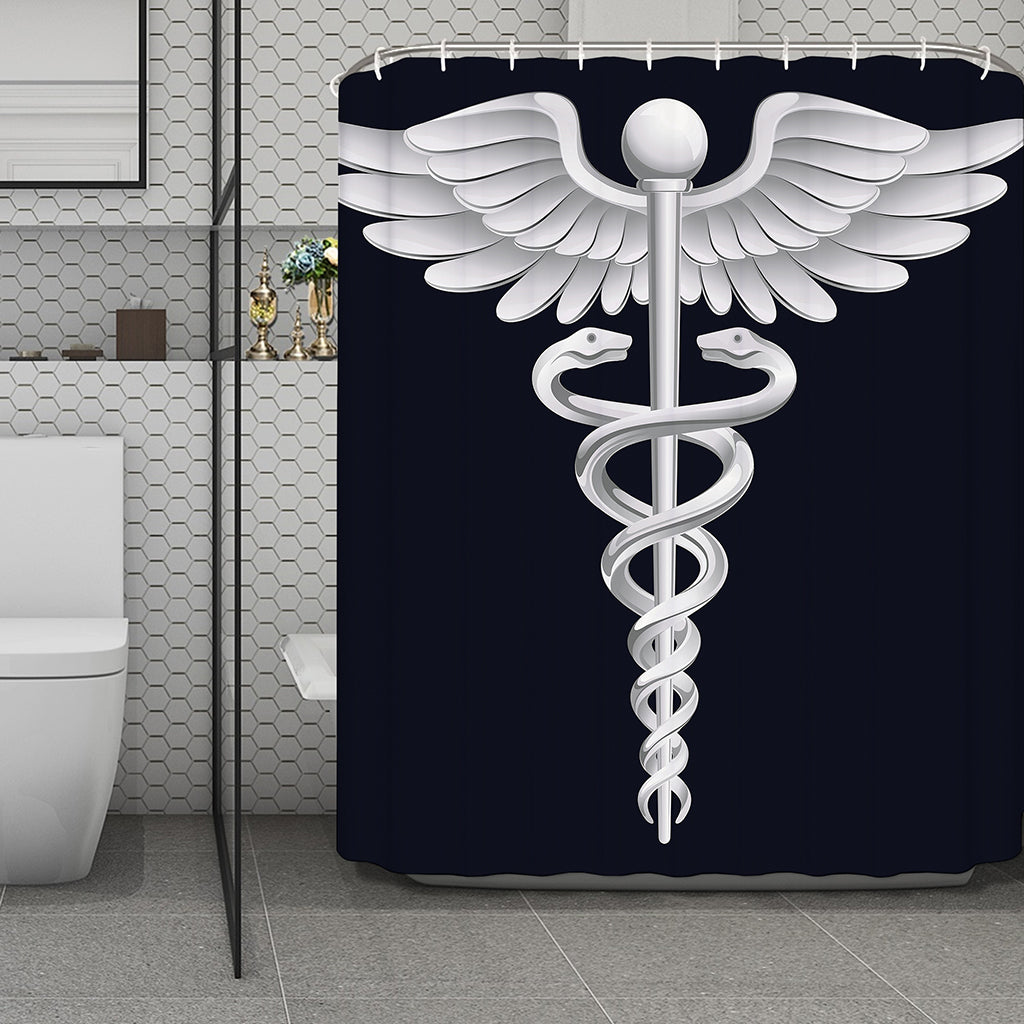 Caduceus Symbol Of Medicine Print Polyester Shower Curtain