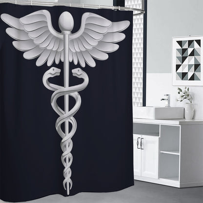 Caduceus Symbol Of Medicine Print Premium Shower Curtain