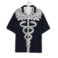 Caduceus Symbol Of Medicine Print Rayon Hawaiian Shirt
