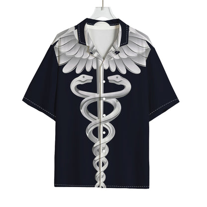 Caduceus Symbol Of Medicine Print Rayon Hawaiian Shirt