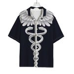 Caduceus Symbol Of Medicine Print Rayon Hawaiian Shirt