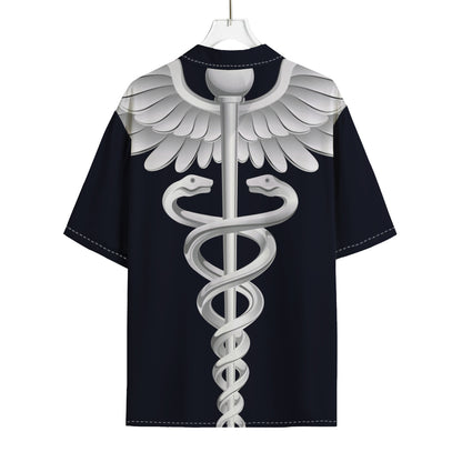 Caduceus Symbol Of Medicine Print Rayon Hawaiian Shirt