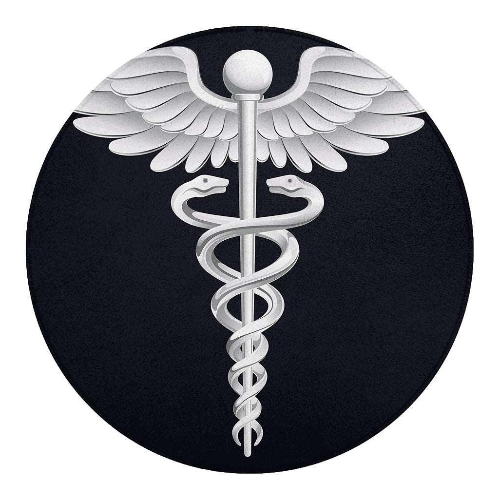 Caduceus Symbol Of Medicine Print Round Blanket