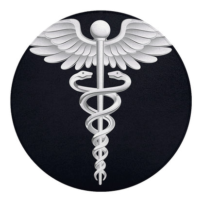 Caduceus Symbol Of Medicine Print Round Blanket