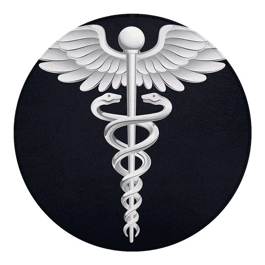 Caduceus Symbol Of Medicine Print Round Blanket