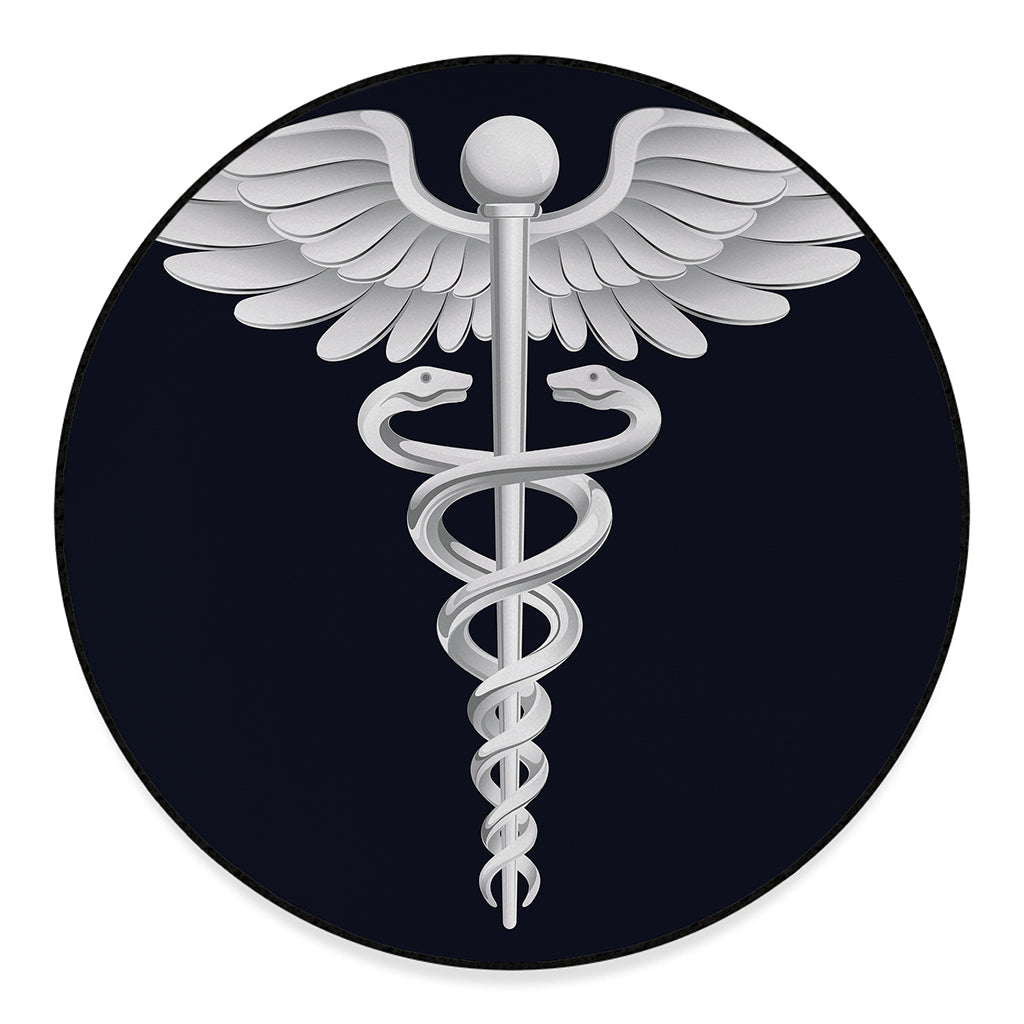 Caduceus Symbol Of Medicine Print Round Floor Mat