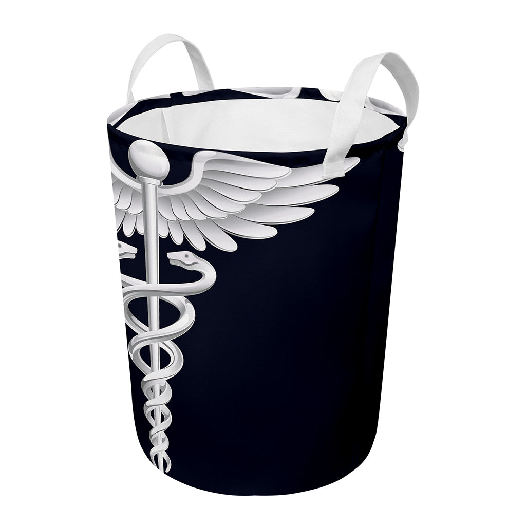 Caduceus Symbol Of Medicine Print Round Laundry Basket