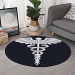 Caduceus Symbol Of Medicine Print Round Rug
