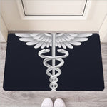 Caduceus Symbol Of Medicine Print Rubber Doormat