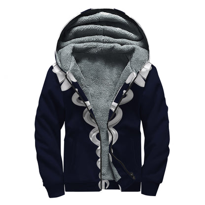 Caduceus Symbol Of Medicine Print Sherpa Lined Zip Up Hoodie