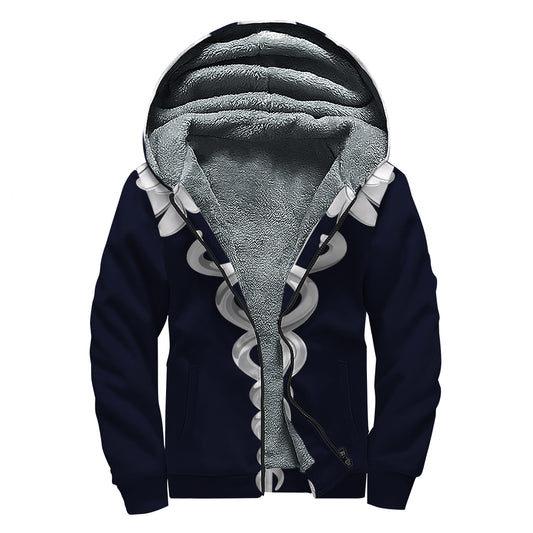 Caduceus Symbol Of Medicine Print Sherpa Lined Zip Up Hoodie