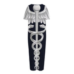 Caduceus Symbol Of Medicine Print Short Sleeve Long Nightdress