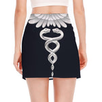 Caduceus Symbol Of Medicine Print Side Slit Mini Skirt