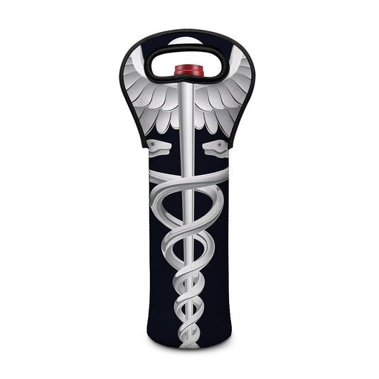 Caduceus Symbol Of Medicine Print Single Neoprene Wine Tote