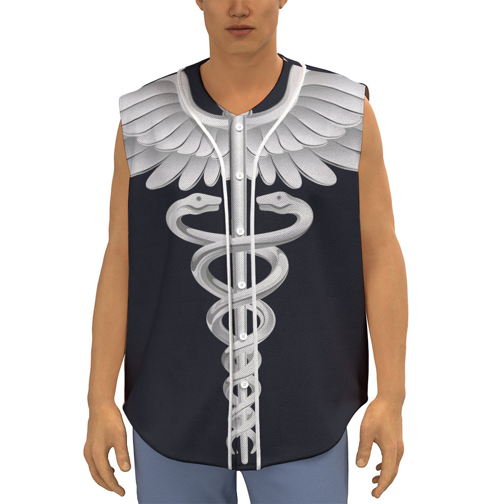 Caduceus Symbol Of Medicine Print Sleeveless Baseball Jersey
