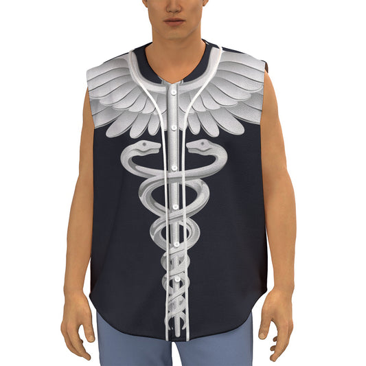 Caduceus Symbol Of Medicine Print Sleeveless Baseball Jersey