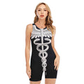 Caduceus Symbol Of Medicine Print Sleeveless One Piece Swimsuit