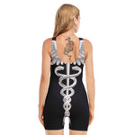 Caduceus Symbol Of Medicine Print Sleeveless One Piece Swimsuit