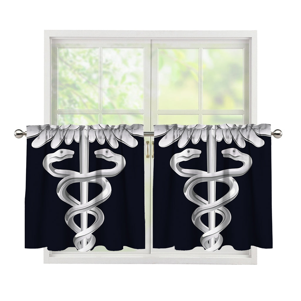 Caduceus Symbol Of Medicine Print Tier Curtains