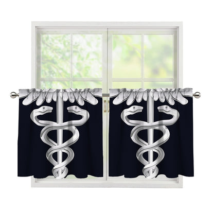 Caduceus Symbol Of Medicine Print Tier Curtains