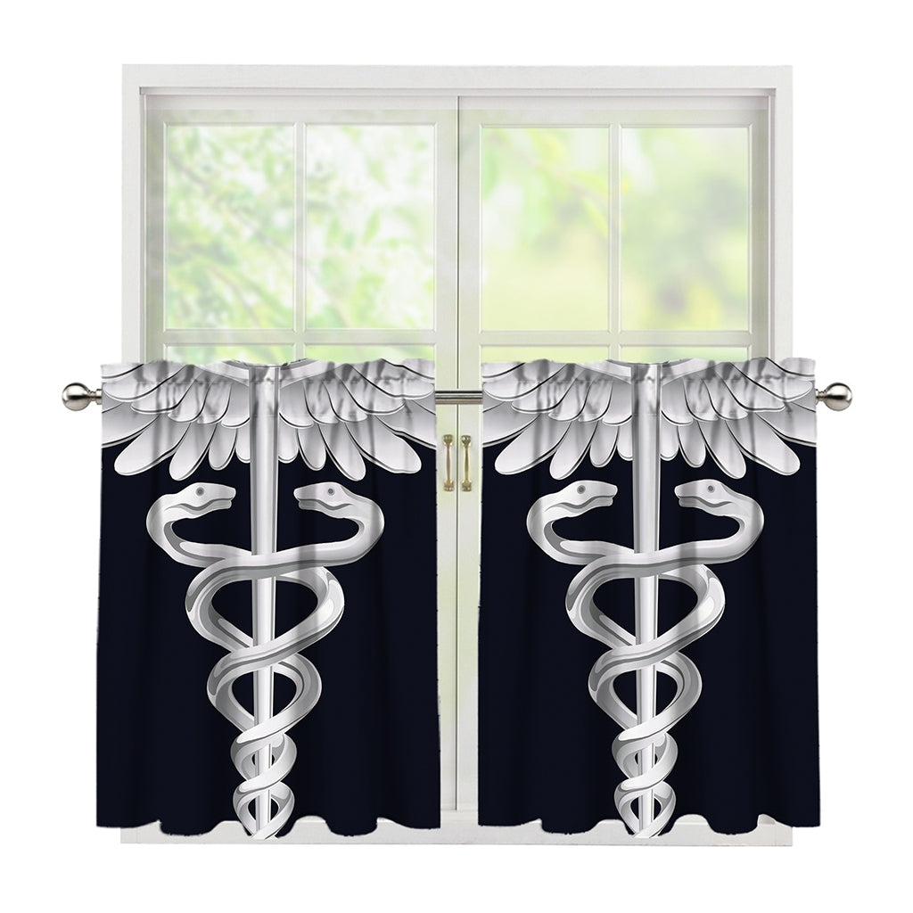 Caduceus Symbol Of Medicine Print Tier Curtains