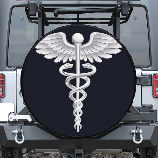 Caduceus Symbol Of Medicine Print Tire Cover
