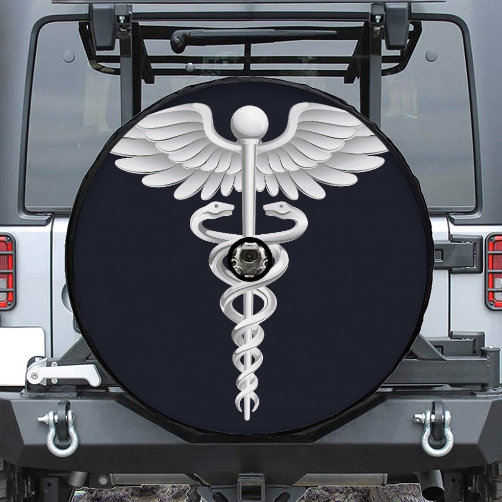 Caduceus Symbol Of Medicine Print Tire Cover With Camera Hole