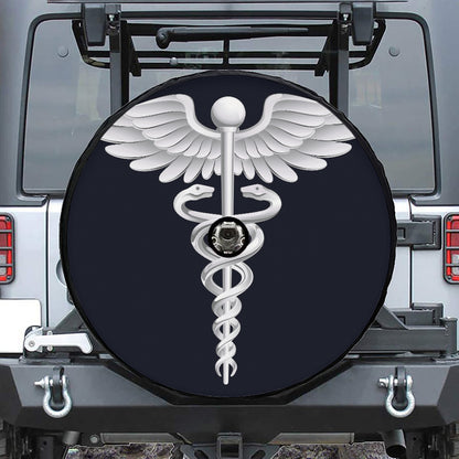 Caduceus Symbol Of Medicine Print Tire Cover With Camera Hole