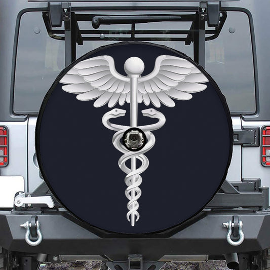 Caduceus Symbol Of Medicine Print Tire Cover With Camera Hole