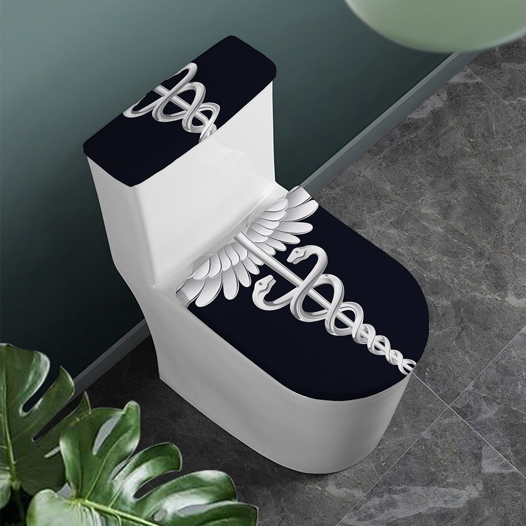 Caduceus Symbol Of Medicine Print Toilet Lid And Tank Cover Set