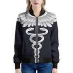 Caduceus Symbol Of Medicine Print Women's Bomber Jacket