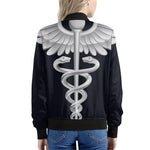 Caduceus Symbol Of Medicine Print Women's Bomber Jacket