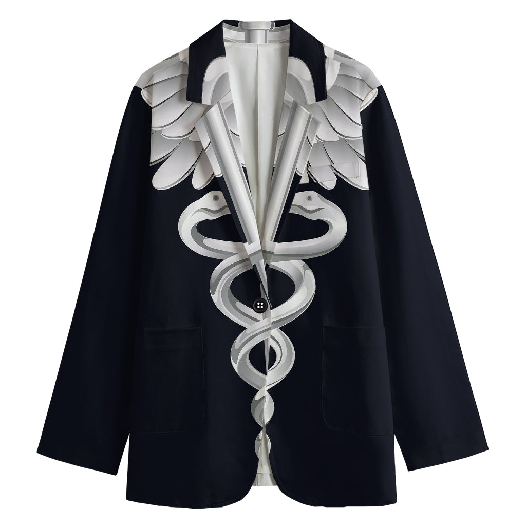 Caduceus Symbol Of Medicine Print Women's Cotton Blazer
