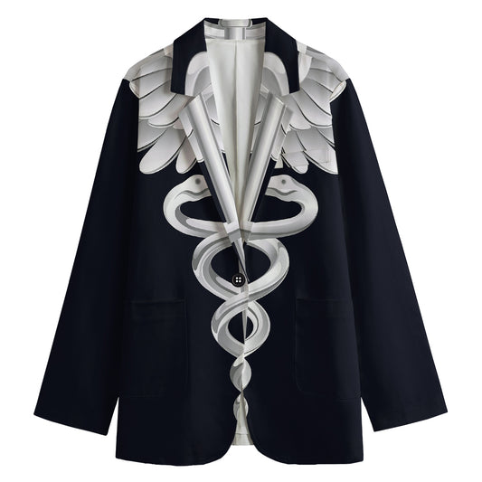Caduceus Symbol Of Medicine Print Women's Cotton Blazer