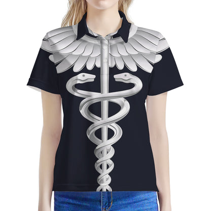 Caduceus Symbol Of Medicine Print Women's Polo Shirt