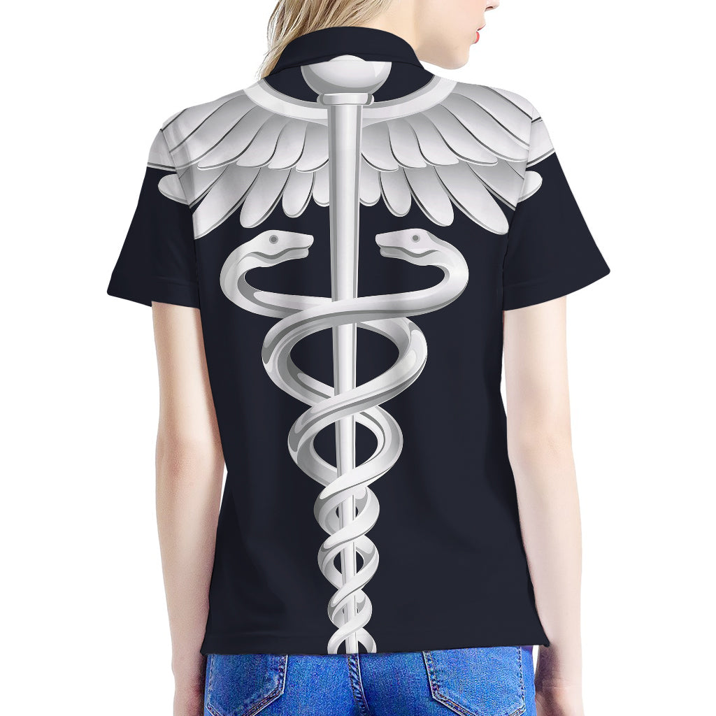 Caduceus Symbol Of Medicine Print Women's Polo Shirt