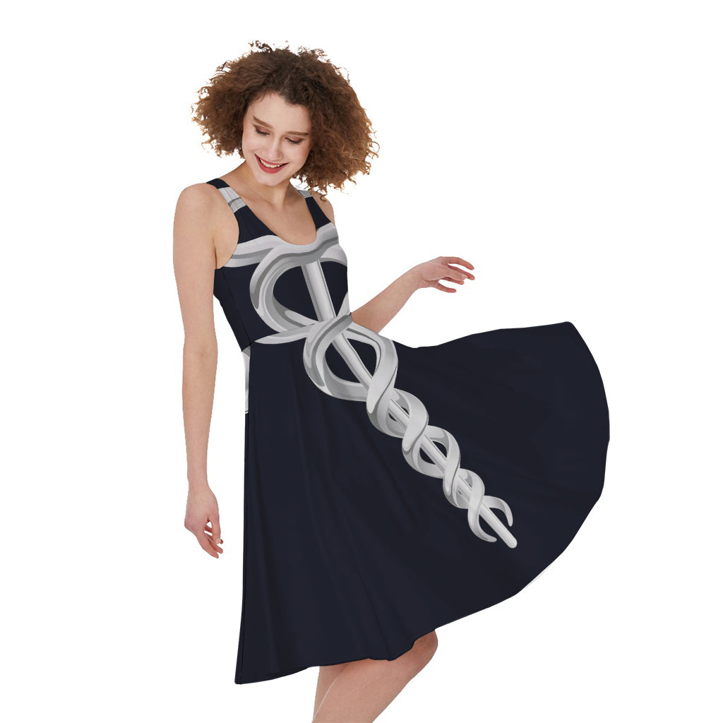 Caduceus Symbol Of Medicine Print Women's Sleeveless Dress