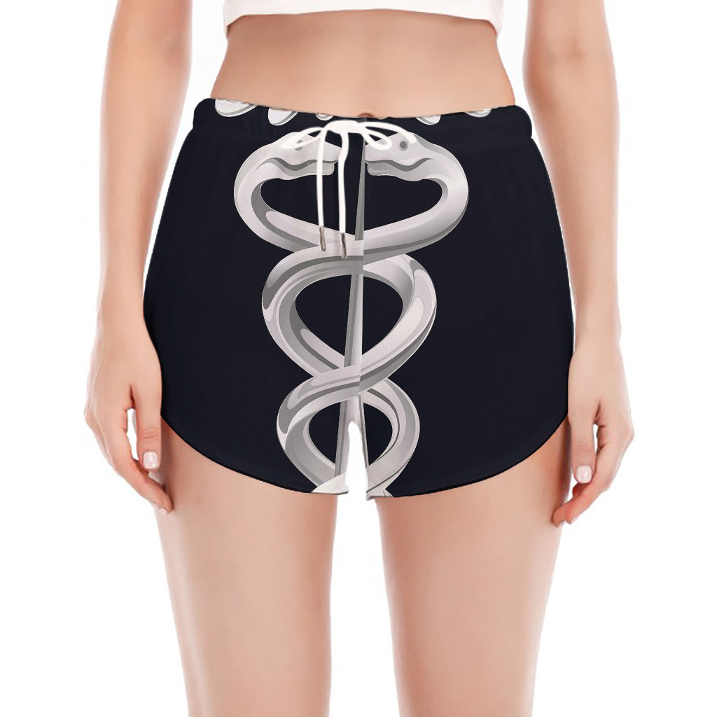 Caduceus Symbol Of Medicine Print Women's Split Running Shorts