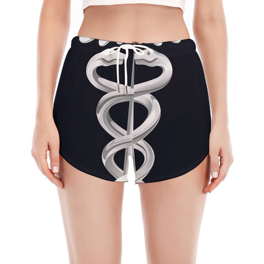 Caduceus Symbol Of Medicine Print Women's Split Running Shorts