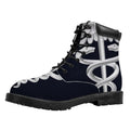 Caduceus Symbol Of Medicine Print Padded Collar Lace Up Boots