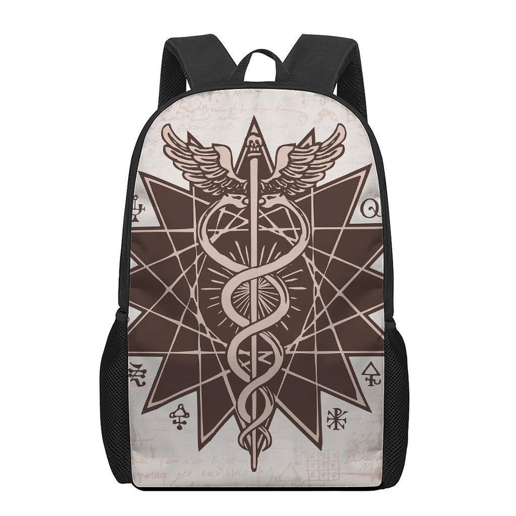 Caduceus Symbol Print 17 Inch Backpack