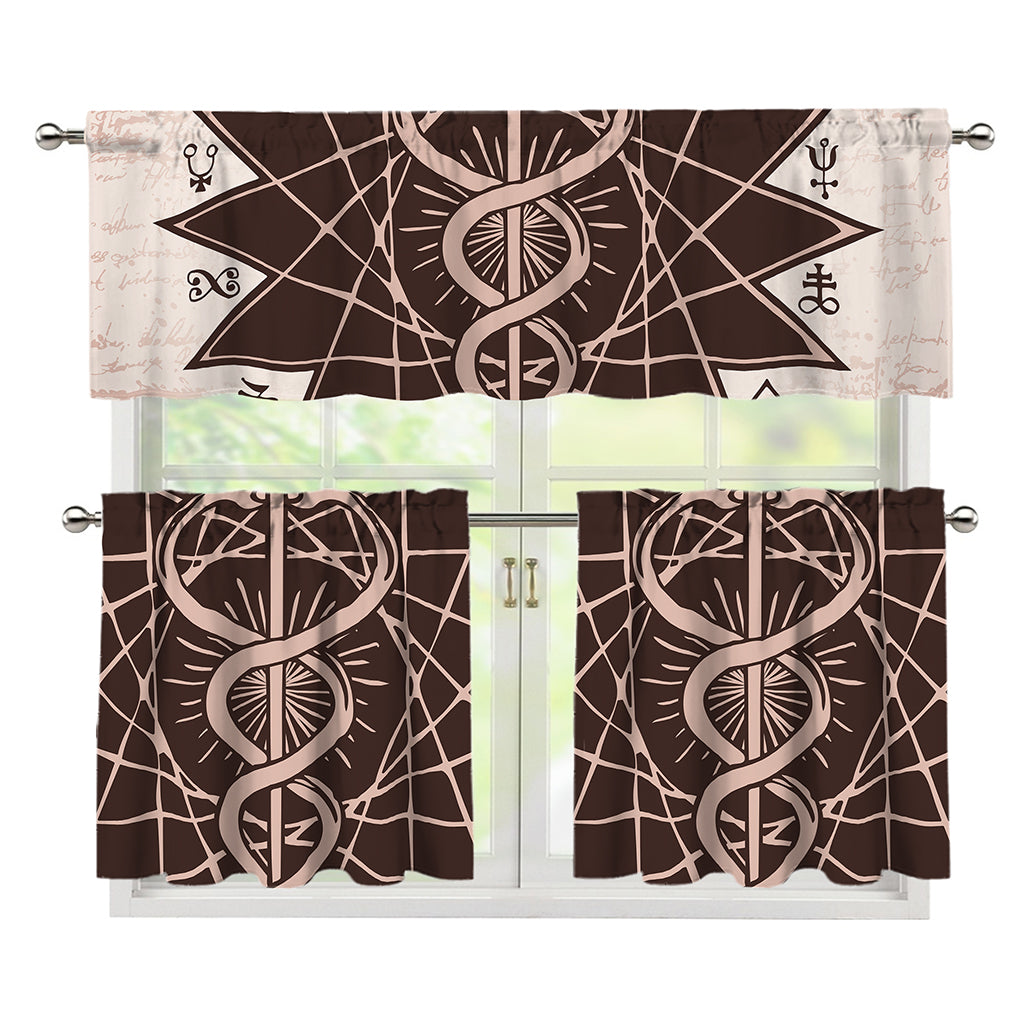 Caduceus Symbol Print 3 Piece Kitchen Curtains