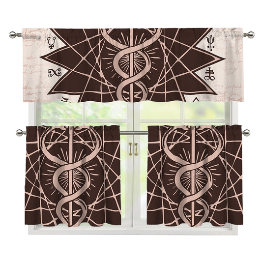 Caduceus Symbol Print 3 Piece Kitchen Curtains