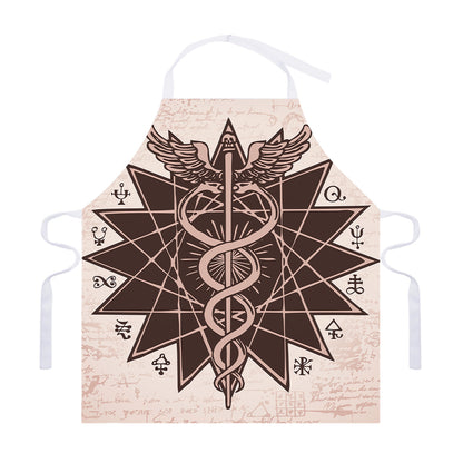 Caduceus Symbol Print Adjustable Apron