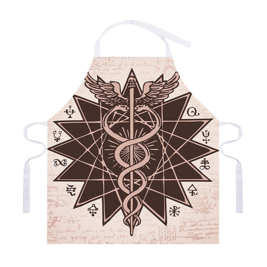 Caduceus Symbol Print Adjustable Apron