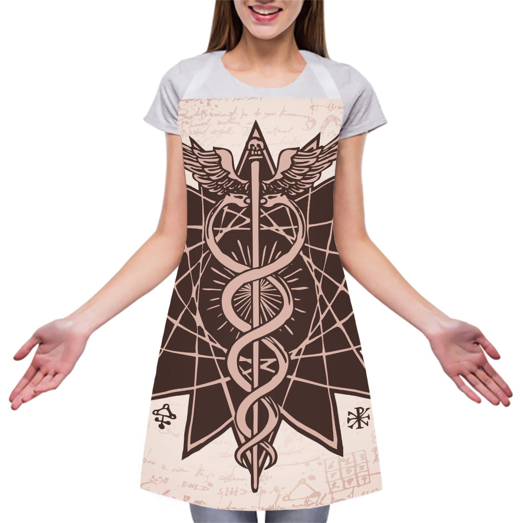 Caduceus Symbol Print Adjustable Apron