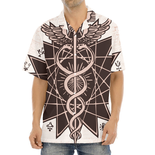 Caduceus Symbol Print Aloha Shirt