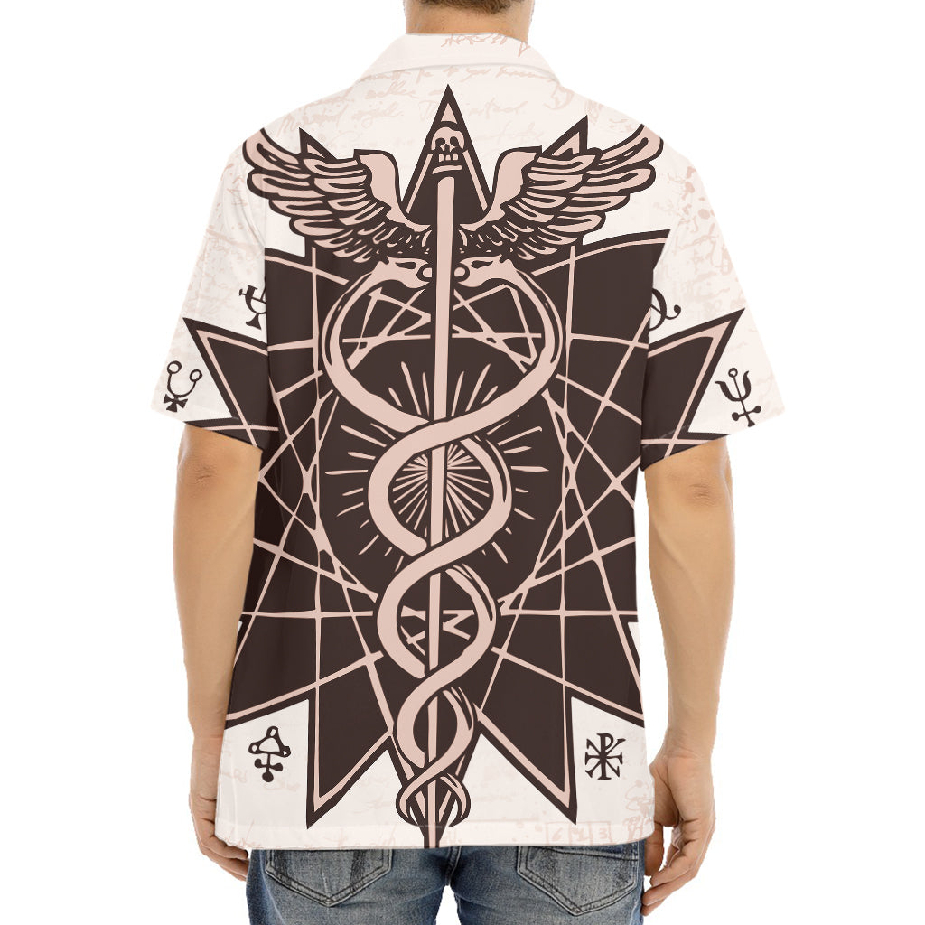 Caduceus Symbol Print Aloha Shirt