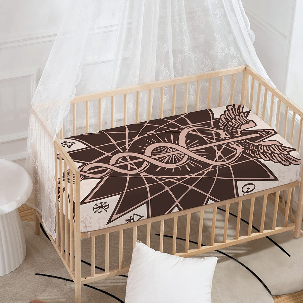 Caduceus Symbol Print Baby Crib Sheet